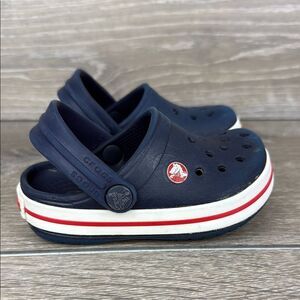 Crocs Crocband Navy Blue Red White Toddler Boy Sz 5 Slip On Clogs Sandals
